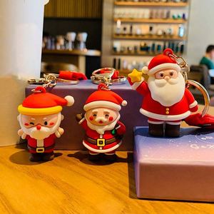 New Year 2023 Christmas <b>Cartoon</b> Santa Claus Keychain Soft Rubber Doll KeyRing Chain Bag Small Pendant Gift Keychain for Car Keys - Product Image 6