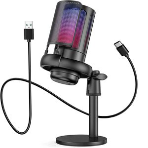 Me6s Game Wired <b>Microphone</b> Rgb Live Capac USB Condenser <b>Microphone</b> Stand Noise Reduction <b>for</b> Podcast/Laptop/Streaming Podcast - Product Image 1
