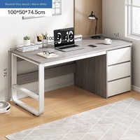 Meubles de bureau modernes entièrement assemblés, bureau en bois, bureaux d'ordinateur, table d'étude avec 3 tiroirs