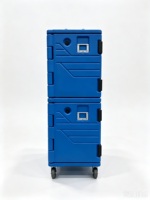 Conteneur isotherme passif 180L pour traiteur, avec plusieurs bacs GN 1/1 et plaques de cuisson QBT-S90C