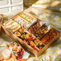 Barquette jetable en papier kraft, qualité alimentaire, pour frites, poulet frit, emballage à emporter