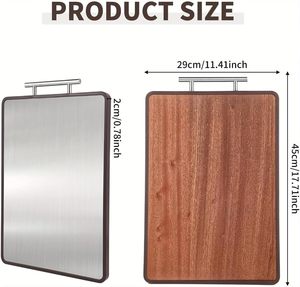 Planche à découper personnalisée double face en bois d'acacia et acier inoxydable pour la viande et les légumes, planche à charcuterie de cuisine - Product Image 4