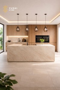 YUSHI Piano Cucina in Quarzo Artificiale Grigio Crema Personalizzato Stile Taj Mahal per Decorazione Hotel, Appartamenti e Ville - Product Image 5