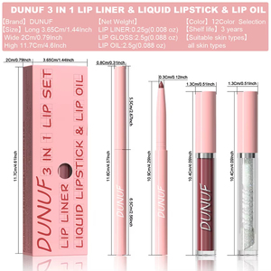 Set de maquillaje labial 3 en 1 MLM que incluye delineador de labios, brillo labial y aceite labial, kit de belleza labial de larga duración e hidratante para uso diario para mujeres. - Product Image 2