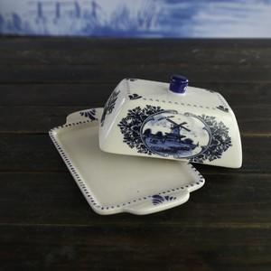 Boîte à beurre de service à vin, présentoir à beurre en céramique bleu et blanc - Product Image 4