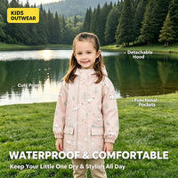Cartoon-Stil Wasserdichte PU-Obermaterial Zweiteilige Regenjacke für Jungen und Mädchen für Frühling Herbst Camping Kinder Outdoor-Jacken
