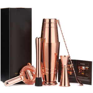 RTS ชุดอุปกรณ์บาร์เต็มสแตนเลส304 5ชิ้นสีเงินโลโก้ตามสั่งที่คนค็อกเทลสไตล์บอสตันสำหรับปาร์ตี้ที่บ้าน - Product Image 3