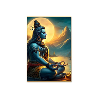 Seigneur Shiva méditant au clair de lune impression sur toile Art hindou sacré pour la méditation et la paix cadeau de décoration spirituelle pour la maison
