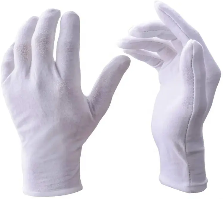 Weiß Weiche Baumwolle Dehnbar Futter Münze Schmuck Silber Inspektion Handschuhe Für Fahren Zeremonie