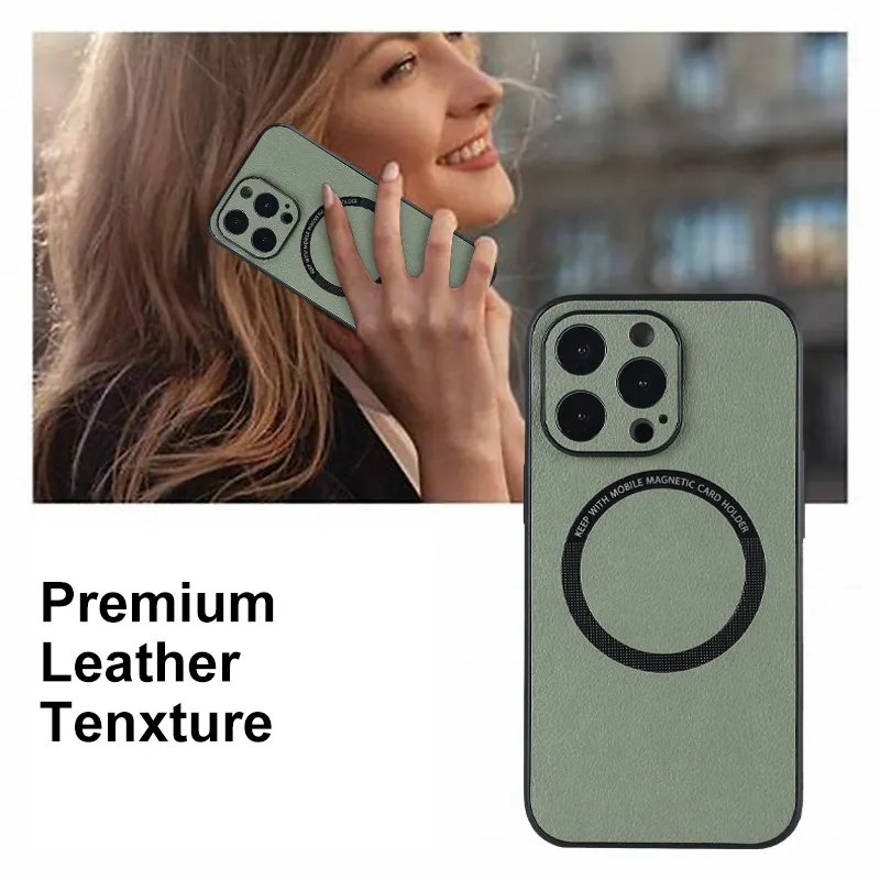 Aangepaste Luxe Pu Lederen Draadloos Opladen Telefoon Case Voor Iphone 12 13 14