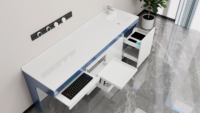 Banc de travail moderne en acier pour cabinet dentaire avec évier, armoires murales de rangement personnalisées pour clinique dentaire