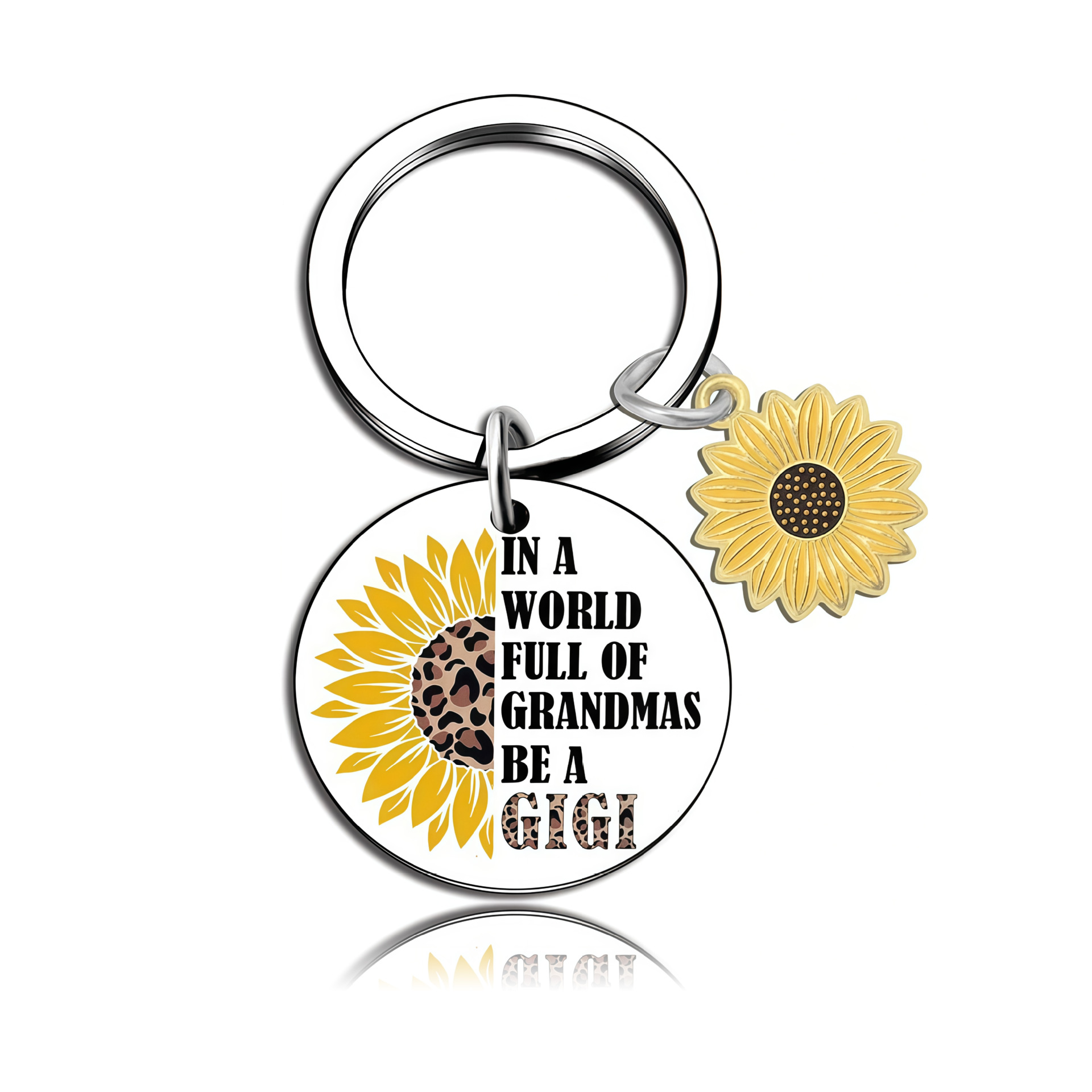 Steel-colored round keychain -3