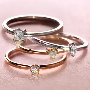 Großhandel stapelbar anpassbar 9k 14k 18k massives Gold mit natürlichen Diamant Rose Design Verlobung Eheringe