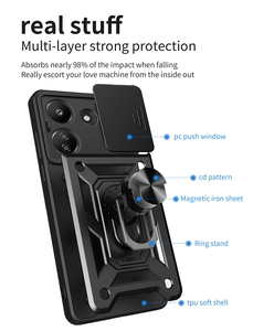 Funda protectora para lente de cámara deslizante, soporte de anillo a prueba de golpes, funda para teléfono móvil para Xiaomi Redmi 13C 4G 13 Lite <span class=keywords><strong>12C</strong></span> - Product Image 5
