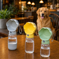 Bouteille d'eau portable pour chien avec motif de patte, 380 ml, distributeur d'eau pour chiot de voyage avec cordon