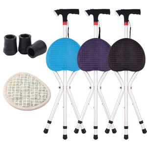 Canne de marche avec siège pour personnes âgées, avec lumière LED intégrée, canne de repos <span class=keywords><strong>portable</strong></span> pour la marche en extérieur et les voyages longue distance - Product Image 2