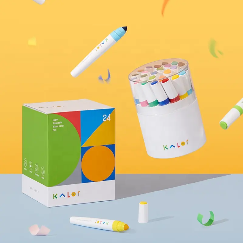 KACO ปากกามาร์คเกอร์ศิลปะ,สามารถซักได้มี24สีให้เลือกสำหรับวาดภาพระบายสีหมึกน้ำปลายไนลอนแท้