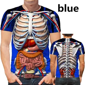 3D Printing Male Skeleton Internal Organs Graphic T Shirt For Men Human Structure Diagram Short Sleeve Funny T-shirt Tops Tee
