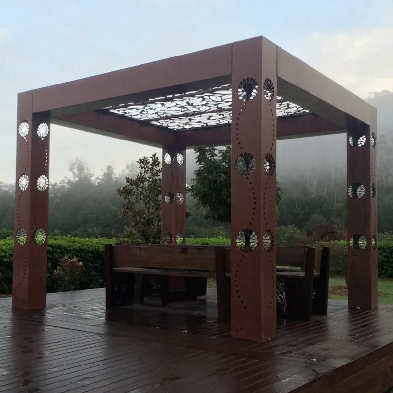 Наружная садовая беседка corten из стали, уникальный дизайн, конструкция крыши