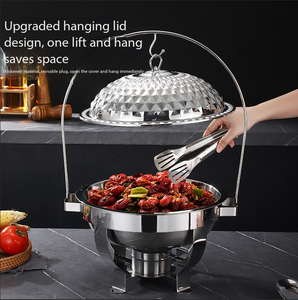 Nouveau chauffe-plat rond en acier inoxydable isolé à couvercle articulé, chauffé à l'alcool, pour hôtels et restaurants - Product Image 2