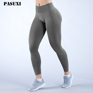 PASUXI Leggings de Spandex/Nailon de Cintura Alta para Mujer Pantalones de Yoga para Fitness y Entrenamiento Ropa Deportiva Activa con Efecto Scrunch para Glúteos Color Sólido para Gimnasio - Product Image 1
