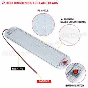 Barre lumineuse LED 12V-80V pour intérieur de voiture, avec interrupteur marche/arrêt, pour fourgonnette, camion, camping-car, caravane, camping, bateau, 24V - Product Image 3