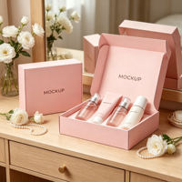 Boîte d'expédition cosmétique rose personnalisée, pliable, pour emballage cadeau de soins de la peau, avec logo personnalisé