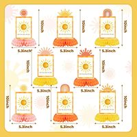 8 piezas Centros de mesa de panal de abeja Boho Sol para el primer cumpleaños, Suministros para fiesta 'Primera vuelta al sol', Adornos de mesa Hippie 'Uno en el Sol'