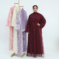 Zifeng OEM Nouvelle Collection Tendance Musulmane Moyen-Orientale Malaisienne Ensemble Trois Pièces Broderie Florale Tridimensionnelle