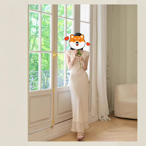 First Love Pure Sweet Dress V Neck Floral Print Long Dress For Daily Wear Summer 2026 New Arrival - Product Image 2