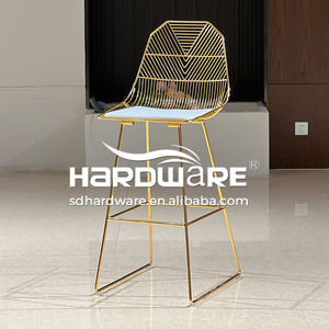 Tabouret de bar haut en acier inoxydable doré, style moderne, pour pub d'hôtel, bar, doré - Product Image 3