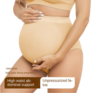 Sous-vêtements respirants et confortables taille haute pour femmes enceintes sans couture coupe ajustée solide <span class=keywords><strong>culotte</strong></span> coupe haute de tous les jours - Product Image 2