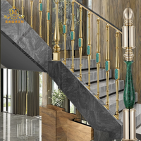 Balustrades et mains courantes MEIXI modernes réglables en laiton et aluminium, résistantes à la rouille, fixation au sol, montage personnalisé, garantie 1 an.