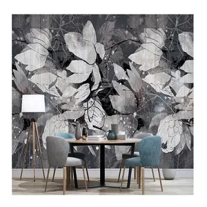 Komnni hình nền hiện đại màu đen hoa màu nước lá tường bức tranh tường trang trí nội thất nhà 3D Tường giấy