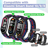 Vente directe d'usine, bracelet de montre en nylon élastique réglable pour Xiaomi Smart Band 10/Xiaomi Smart Band 9/Xiaomi Smart Band 8