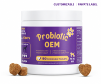 Friandises probiotiques pour chiens et chats - Marque privée - Soins et suppléments pour la santé des animaux - Probiotiques formulés par des vétérinaires pour la santé intestinale