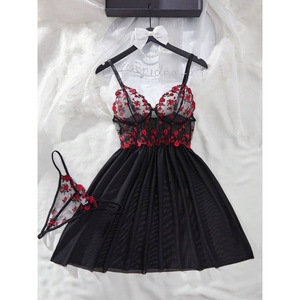 Conjunto de Lencería Sexy de Encaje Transparente, Camisón de Malla con Tirantes, Ropa de Dormir Atractiva para Mujer - Product Image 6