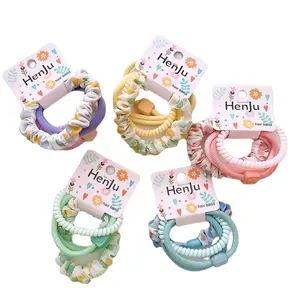 4pcs/set Cheap Hair Ties Skinny Hair scrunchies Telephone Wire Simple Rubber Band for Girls Women Ponytail Holder