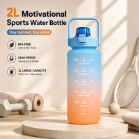 Bouteille d'eau sport CHUFENG 2L (demi-gallon) avec marqueur de temps, étui motivant, anti-fuite, sans BPA, pour extérieur et salle de sport
