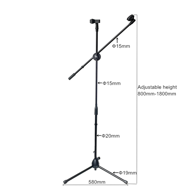 High Grade Adjustable Height Black Microphone Stand Floor Tripod Microphone Stand