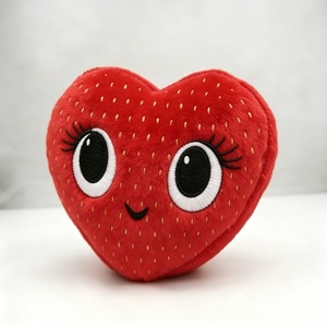 Almohada de Peluche Personalizada con Forma de Corazón y Fresa, Linda Almohada de Peluche con Cara de Corazón, Relleno de Algodón PP, Decoración de Halloween para Bebés de 0 a 24 Meses - Product Image 1