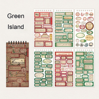 Feuille d'autocollants en spirale, Série d'étiquettes 'Lost Label', Cadre d'étiquettes rétro littéraires, Matériel pour carnet, Autocollants décoratifs pour scrapbooking imprimés
