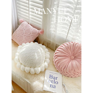 Coussin de canapé rond en velours tricoté style hollandais INS, style crème français, mignon, luxe léger, pour salon, niche, <span class=keywords><strong>taie</strong></span> <span class=keywords><strong>d</strong></span>'<span class=keywords><strong>oreiller</strong></span> pour maison <span class=keywords><strong>d</strong></span>'hôtes - Product Image 2