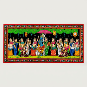 Hand Painted Krishna RaasLeela Pattachitra Wall Hanging traditional Indian Art Decor-Occasion Indoor Living Room Wall Hanging - Product Image 1
