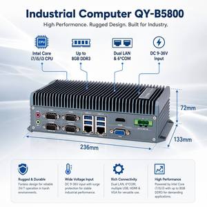 Mini PC Industrial sin Ventilador QY-B5800 Intel Core RS232/485 LAN Dual 14 Canales GPIO DC 9-36V Amplio Rango de Voltaje PC Embebido en Caja para Uso Industrial - Product Image 4