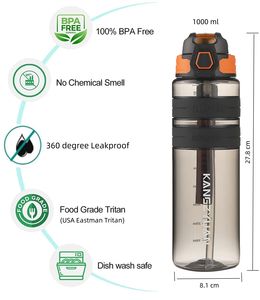 Personalisierbare Outdoor Tritan-Sport-Trinkflasche für Camping, Sport, Fitnessstudio, Kunststoff-Wasserflasche mit Strohhalm - Product Image 2