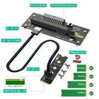 Carte Riser Externe TISHRIC M.2 M-Key 2230/2242/2260/2280 vers PCIe 4.0 x16 avec Câble Oculink SFF-8612/8611 et Alimentation ATX 6/24 Broches 32 Gbit/s