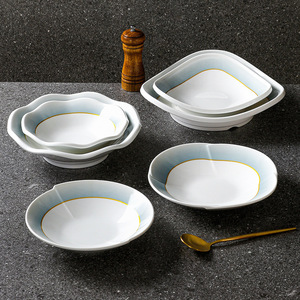 Xiangyuan <b>Melamine</b> Bowls <b>Plates</b> Deep Soup Stir Fry Dishes Commercial Hotel Restaurant Imitation Porcelain Solid Color Set - Product Image 2