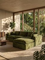 Canapé design minimaliste moderne de style italien, vert olive, en forme de L, une place, configuration modulaire libre, salon