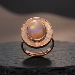<b>Ring</b> R-12507 Rose Gold Plated Trendy Gemstone <b>Ring</b> with Bezel Setting - Product Image 2